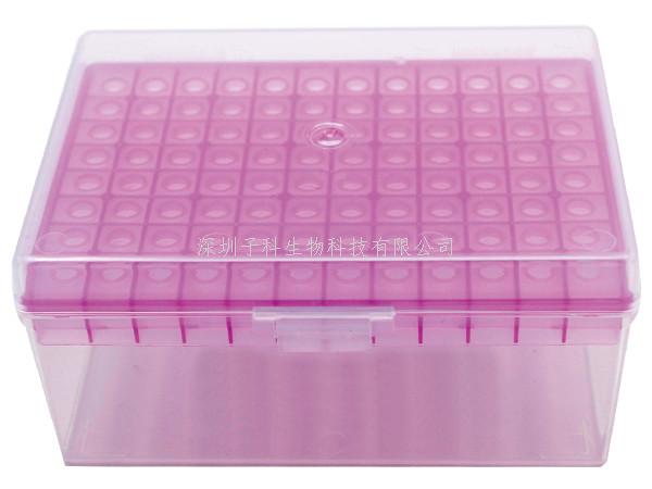 吸頭盒，96孔，可盛裝10 μl吸頭，PP，鉸鏈蓋