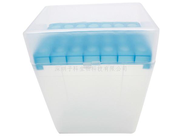 吸頭盒，28孔，可盛裝5000 μl吸頭，PP，鉸鏈蓋
